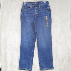 NWT J. Crew Essential Straight Womens Jeans in All Day Stretch Button Fly Sz 27